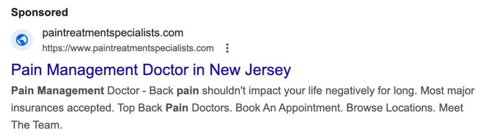 pain management ads - google search example 3