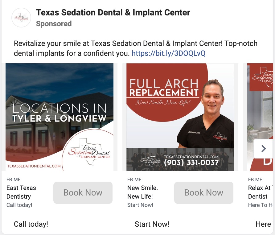 dental implant ad - social media example